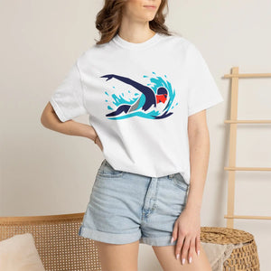 Swimmer Wave Graphic T-shirt, Retro Swim Team Tee - T-shirts - m