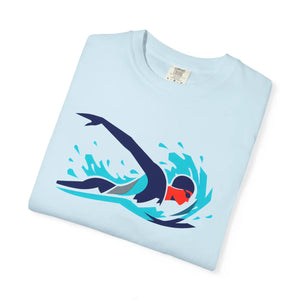 Swimmer Wave Graphic T-shirt, Retro Swim Team Tee - T-shirts - m