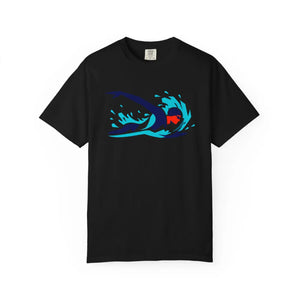 Swimmer Wave Graphic T-shirt, Retro Swim Team Tee - T-shirts - m