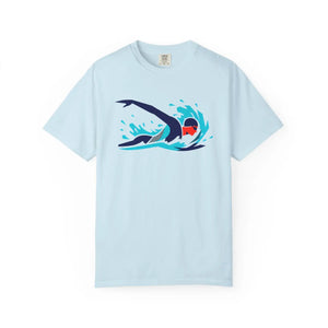 Swimmer Wave Graphic T-shirt, Retro Swim Team Tee - T-shirts - m