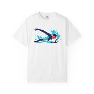Swimmer Wave Graphic T-shirt, Retro Swim Team Tee - T-shirts - m