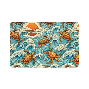 Pet Food Mat Swimming Turtles Design Non-slip Rubber Base Dipaliz - 12’’ × 18’’ / Rectangle - Bowl Mats