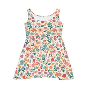 Pastel Flowers Skater Dress - Chic Abstract Floral Style - Dipaliz - Dresses