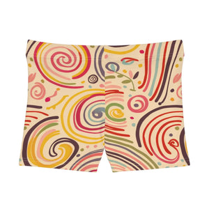 Swirl Pattern Shorts - Brushed Faux Suede Finish - Dipaliz