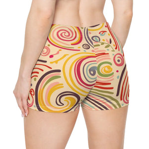 Swirl Pattern Shorts - Brushed Faux Suede Finish - Dipaliz