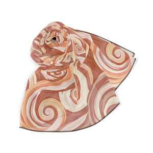 Swirled Earthtone Scarf, Abstract Boho Swirl Pattern - Neck Gaiters