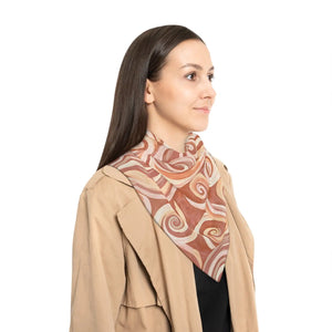 Swirled Earthtone Scarf, Abstract Boho Swirl Pattern - Neck Gaiters