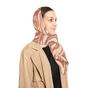 Swirled Earthtone Scarf, Abstract Boho Swirl Pattern - Neck Gaiters