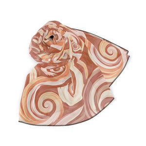Swirled Earthtone Scarf, Abstract Boho Swirl Pattern - Neck Gaiters