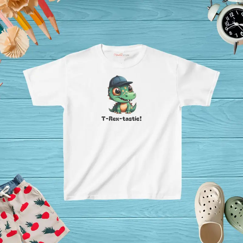 Dino-mite Kid’s Cotton Tee for Everyday Style - Xs / White Kids Clothes