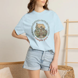 T-shirt, ?Simple Joys’ Cottage Graphic Tee (cozy Vintage Nature Vibe) - T-shirts - m