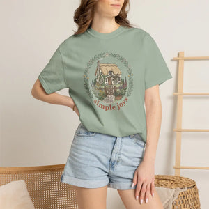 T-shirt, ?Simple Joys’ Cottage Graphic Tee (cozy Vintage Nature Vibe) - T-shirts - m