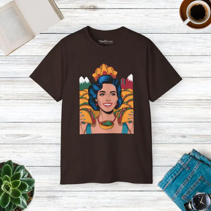 Become the Taco Queen with our Ultra Cotton Unisex Tee! - Dark Chocolate / s T-shirt