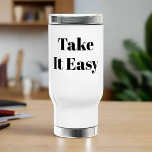 Ultimate Stainless Steel Travel Mug with Glossy White Enamel - Dipaliz - 14oz - Mugs