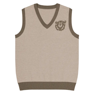 Tan Brown Trim Knit Vest - Sophisticated Style - Dipaliz - 2xl - Vests