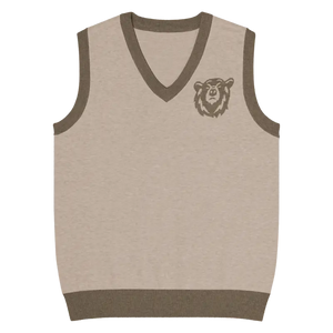 Tan Brown Trim Knit Vest - Sophisticated Style - Dipaliz - 3xl - Vests