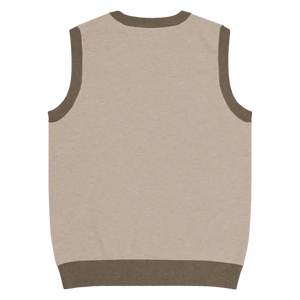 Tan Brown Trim Knit Vest - Sophisticated Style - Dipaliz - Vests