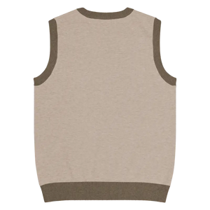 Tan Brown Trim Knit Vest - Sophisticated Style - Dipaliz - Vests