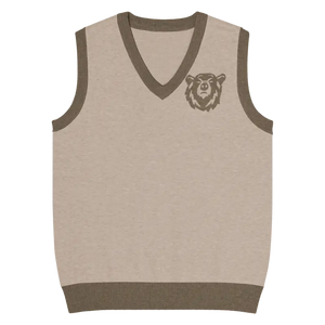 Tan Brown Trim Knit Vest - Sophisticated Style - Dipaliz - Xs - Vests