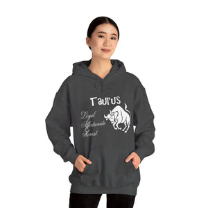 Taurus Sign Hooded Sweatshirt Celestial Comfort - Dipaliz - Dark Heather / s - Hoodies