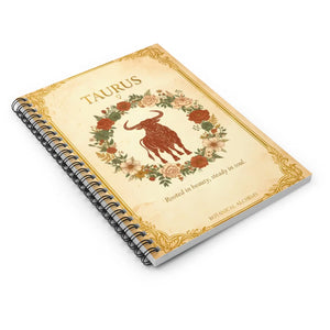 Taurus Spiral Notebook, Floral Zodiac Journal (’rooted in Beauty Steady Soul’) - Journals