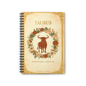 Taurus Spiral Notebook, Floral Zodiac Journal (’rooted in Beauty Steady Soul’) - Journals