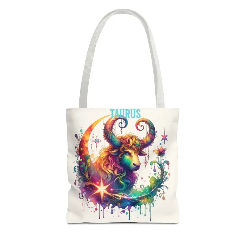 Taurus Zodiac Tote Bag with Black Cotton Handles - Bags