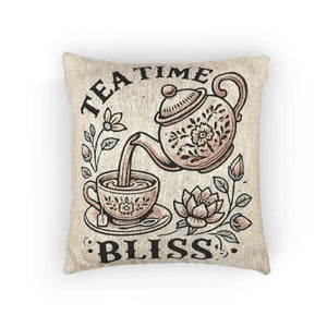 Tea Time Bliss Woven Pillow Cozy Decor for Home - Dipaliz - Artwork / 17’’ × 18’’ - Throw Pillows