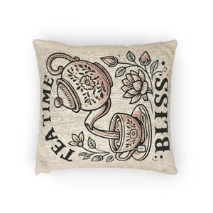 Tea Time Bliss Woven Pillow Cozy Decor for Home - Dipaliz - Artwork / 17’’ × 18’’ - Throw Pillows