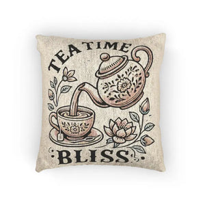 Tea Time Bliss Woven Pillow Cozy Decor for Home - Dipaliz - Artwork / 17’’ × 18’’ - Throw Pillows