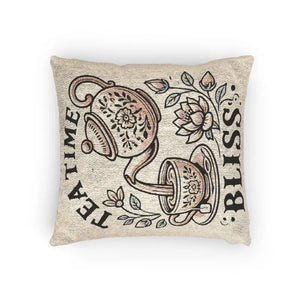 Tea Time Bliss Woven Pillow Cozy Decor for Home - Dipaliz - Artwork / 17’’ × 18’’ - Throw Pillows