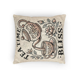 Tea Time Bliss Woven Pillow Cozy Cotton - Dipaliz - Throw Pillows