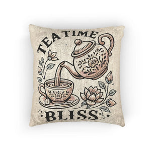 Tea Time Bliss Woven Pillow Cozy Cotton - Dipaliz - Throw Pillows