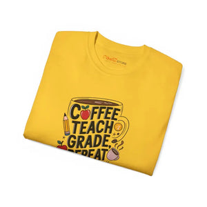 Coffee Teach Grade Repeat Teacher Tee Women’s Fashion Bold - Dipaliz - T-shirts
