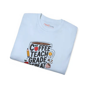 Coffee Teach Grade Repeat Teacher Tee Women’s Fashion Bold - Dipaliz - T-shirts