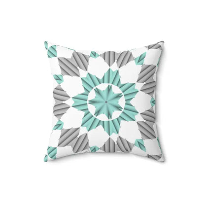 Teal Abstract Pattern Spun Polyester Square Pillow - 16’’ × Home Decor