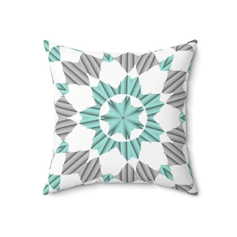 Teal Abstract Pattern Spun Polyester Square Pillow - 18’’ × Home Decor