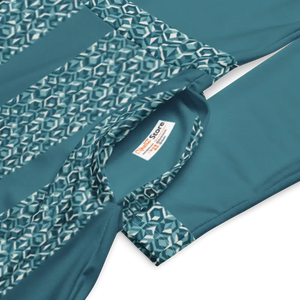 Teal Colored Printed Long Sleeve Midi Dress with Pockets - Dipaliz - Dresses