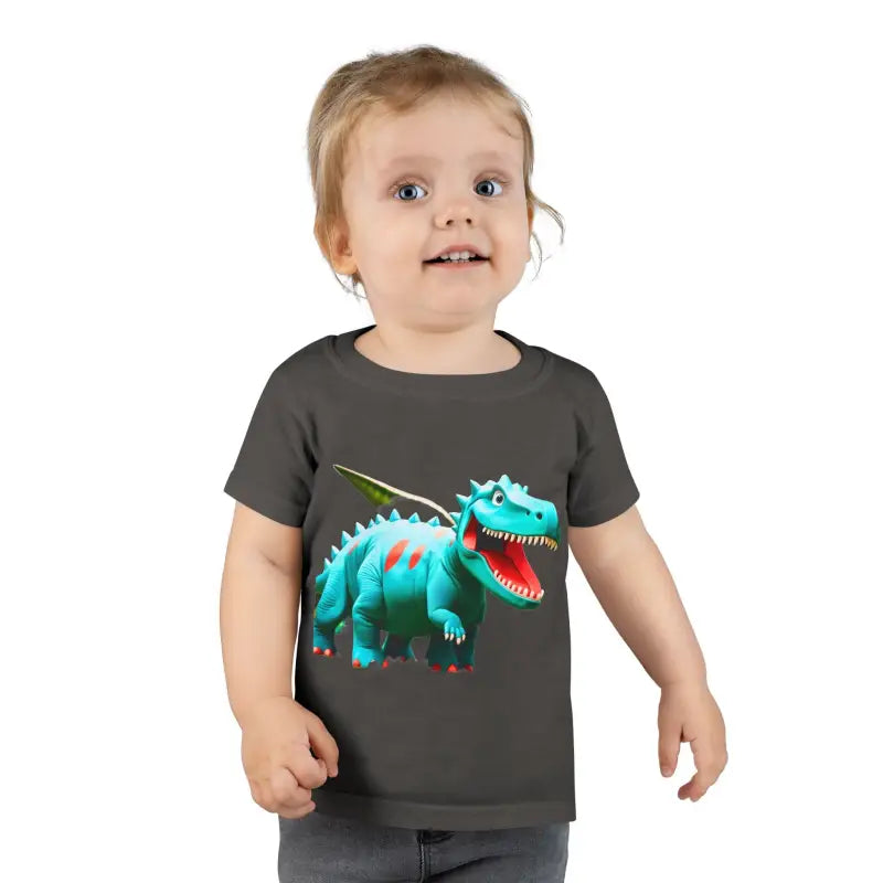 Teal Dinosaur Toddler T-shirt: Classic Fit for Little Explorers - Charcoal / 5t Kids Clothes