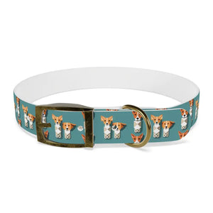 Teal Dream Dog Collar Stain Resistant Stylish Pet Gear - Dipaliz - l / Vintage Brass / Tpu - Collars & Harnesses