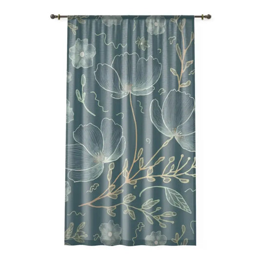 Teal Flower Power Curtains: Chic Style for your Windows - Sheer / White / 50’’ × 84’’ Home Decor