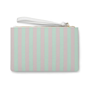 Pink Striped Clutch Saffiano Pattern Finish Loop Handle - Dipaliz - Bags