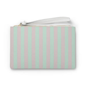 Pink Striped Clutch Saffiano Pattern Finish Loop Handle - Dipaliz - Bags