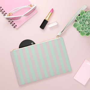 Pink Striped Clutch Saffiano Pattern Finish Loop Handle - Dipaliz - Bags