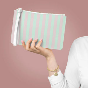 Pink Striped Clutch Saffiano Pattern Finish Loop Handle - Dipaliz - Bags