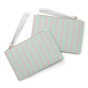 Pink Striped Clutch Saffiano Pattern Finish Loop Handle - Dipaliz - Bags