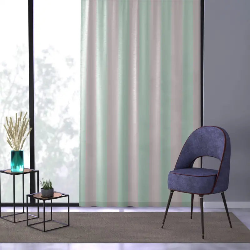 Make your Room Pop with Pastel Teal & Pink Stripes Curtains - Sheer / White / 50’’ × 84’’ Home Decor