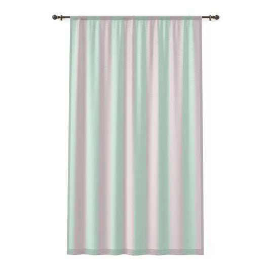 Transform your Room with Pastel Teal & Pink Stripe Curtains - Sheer / White / 50’’ × 84’’ Home Decor