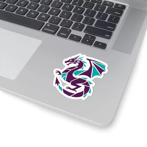 Teal & Purple Geometric Dragon Sticker Kiss-cut Fantasy Laptop Decal - Decorative Stickers