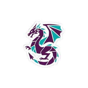 Teal & Purple Geometric Dragon Sticker Kiss-cut Fantasy Laptop Decal - Decorative Stickers
